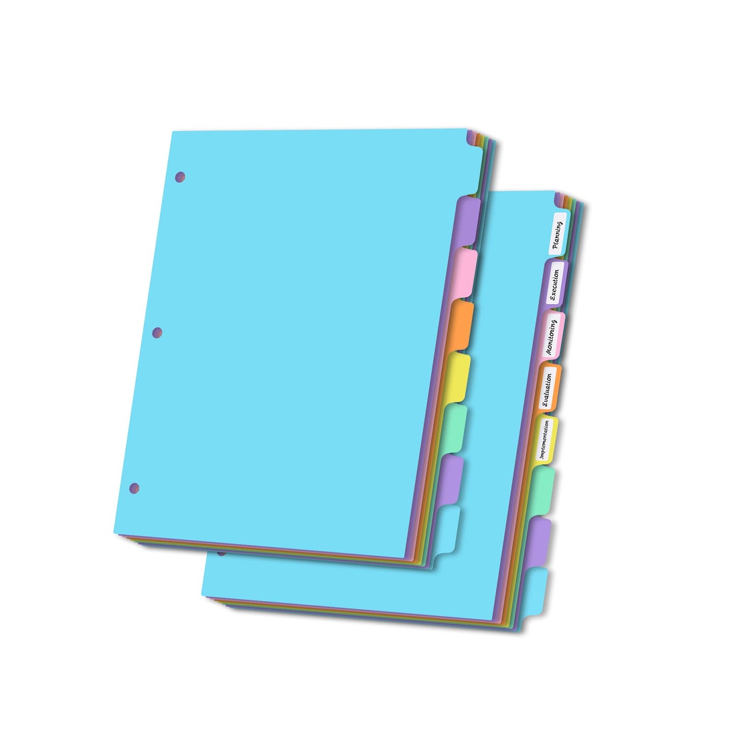 8-tabs 2 Set Binder Dividers with Tabs,Fit 8.5" X 11" Letter Size Plastic Index with Label,Color Dividers for 3 Ring Binder (Total 16 Pcs)