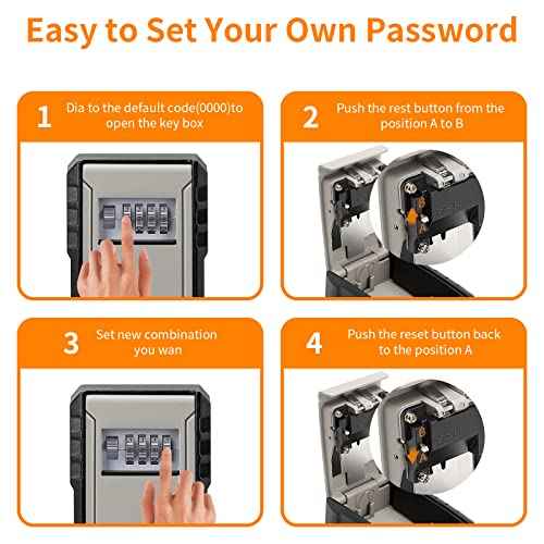 UPGRADE Extra Large Capacity Key Lock Box, Weatherproof Wall Mount Key Box for Car Keys, Fob, House Keys, Key Safe Security Storage Lock Box for Indoor, Outdoor, Garage, Garden, Store (2 Pack, Grey)