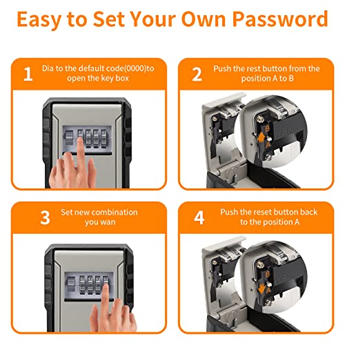Fayleeko UPGRADE Extra Large Capacity Key Lock Box – Weatherproof Wall Mount Key Safe Grey