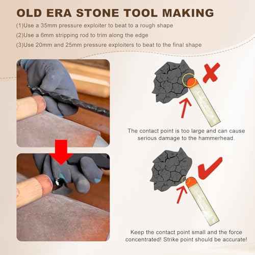Knapping Copper Hammer Obsidian Crafting Flint Knapping Tool, for Both Pros and Beginners, Including 1 Pressure Exploitation Whack 3 Copper Smashing Machines A Pair of Work Gloves and A Cowhide Pad
