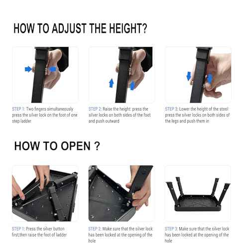 3 Levels Adjustable Folding Step Stool,Foldable RV Step Stool,Safer Metal Stepping Stool for Adults and Seniors,Sturdy and Stable,350 Ibs Capacity,for Bedroom,Kitchen,Office,SUV and More Use