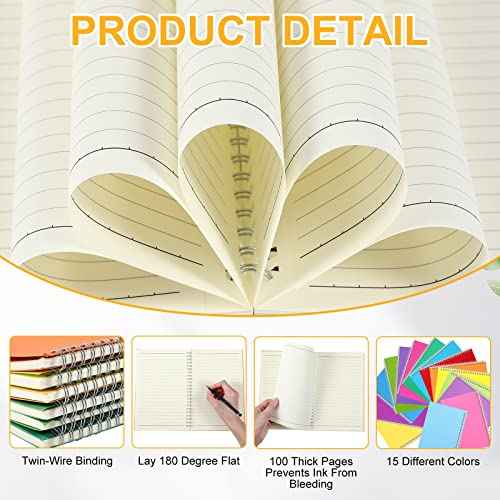Pasimy 30 Pcs Bulk Spiral Notebook, College Ruled Spiral Bound Notebooks Journals 8.3 x 5.5 Inch, 15 Pastel Color Journals School A5 Writing
