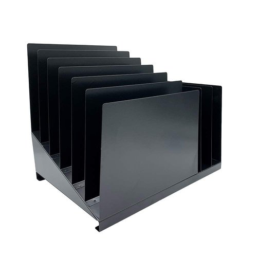 Huron Desktop File Binder Organizer Storage, Combination Vertical 3/Slant 6 Slot Tray, Black Steel