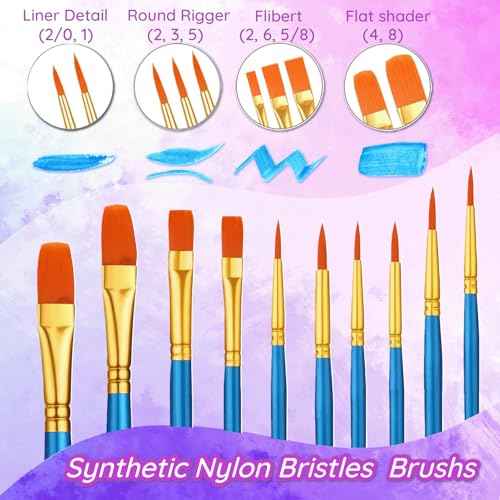 264PCS Valued Paint Brushes and Palettes Set£¬24Pack of 240PCS Paint Brushes Bulk, 24 Paint Paint Trays, Artist Acrylic Brushes Nylon Brush Head, Suitable for All Purpose Oil Watercolor Painting Se