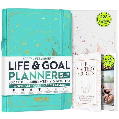 Life Mastery Planner - A 12 Month Journey to Crush Your Goals, Increase Productivity, Passion, Success & Happiness - Weekly & Monthly Life Planner, Habit-Tracker, Gratitude Journal & Organizer, A5