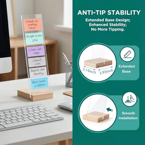EFINLUKY Transparent 2-Pack Monitor Sticky Note Holder Acrylic Message Boards