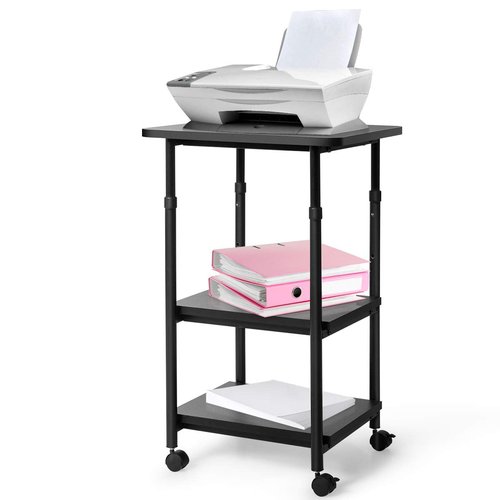 Tangkula 3-Tier Adjustable Printer Stand, Rolling Printer Cart with 2 Storage Shelves, Mobile Machine Stand Storage Rack for Home Office