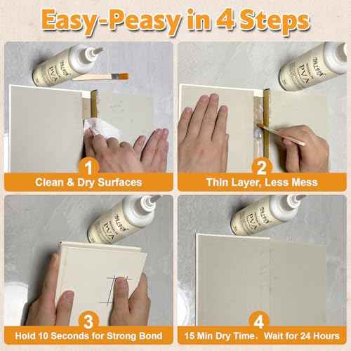 PVA Glue Book Binding, PH Neutral PVA Adhesive, Professional-Grade Strength Acid-Free Book Glue, Dries Clear & Remains Flexible, Used for Book Repair, Framing & Crafts | Safe for Paper (4 oz)