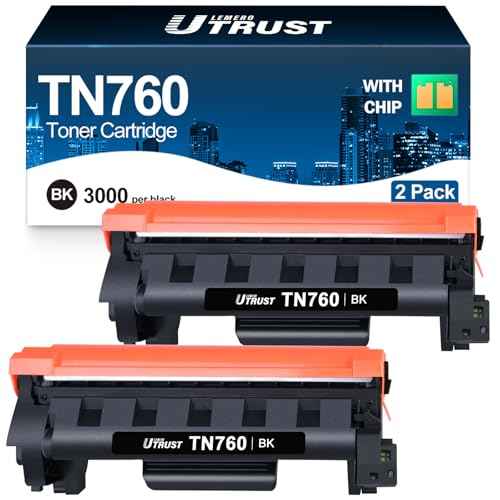 LEMERO UTRUST Compatible TN760 Toner Cartridge Replacement for Brother TN760 TN-760 TN730 TN-730 Black Toner for HL-L2350DW HL-L2370DW HL-L2395DW MFC-L2710DW MFC-L2750DW DCP-L2550DW Printer (2 Pack)