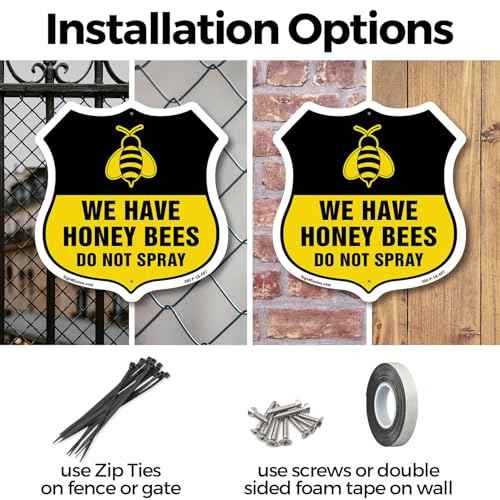 No Spray Shield Sign We Have Honey Bees Do Not Spray (5 Pack) 12 inch X 12 inch Shield-Shaped Rust-Free Aluminum Metal Signs Weather Resistant, UV Protected for Workplace Made in the USA
