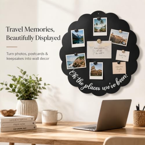 Hoteam 20.5 Inch Round Magnetic Board for Travel Photos & Keepsakes - Personalized Wall Art