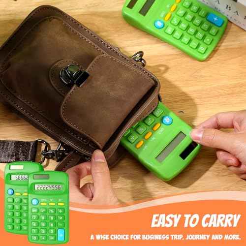 24 Pieces Basic Calculators for Students Small Pocket Size 8 Digit Display Mini Calculators Dual Powered Handheld for School Desktop Home(Green)