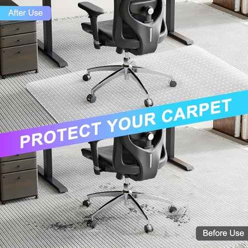 Vicwe Office Chair Mat for Carpet, 32''x 48'' Computer Desk Chair Mat for Carpeted Floors, Easy Rolling Hard Mat for Office Chair on Carpets, Anti-Slip Carpet Protector Mat Clear,Ship Flat