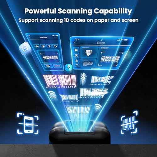 Eyoyo Mini Barcode Scanner Wireless: Portable 3-in-1 Bluetooth Bar Code Scanner with Battery Level Indicator, USB CCD Image Reader for Small Business Compatible with iPhone iPad Android POS Computer