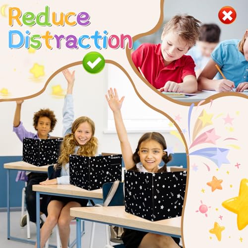 EARTHSON 22 Pack Desk Dividers for Students, Privacy Folder for Students, Cardboard Privacy Boards, Test Divider Classroom Study Carrel Teacher Supplies, Black