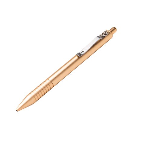 Everyman Grafton Full Click Refillable 0.7mm Gel Ink Pen, Gold | Sleek Anodized Aluminum EDC Pen with Deep Grooved Grip | Smooth Writing Pocket Pen for Office, Travel, Gifting & Daily Use