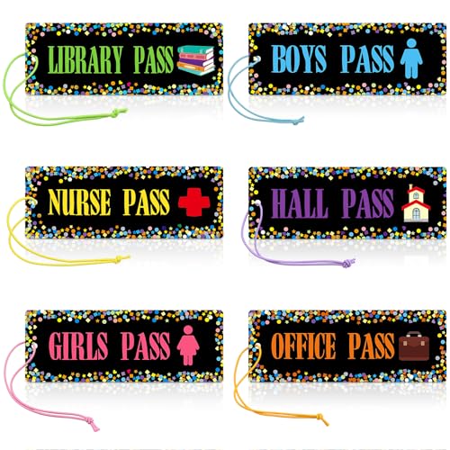Ceiba Tree Magnetic Hall Passes for Classroom, 6 Pack - Reusable Waterproof Student Pass Cards