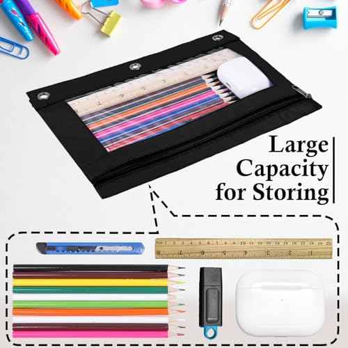 YoeeJob 36 Pack Zipper Pencil Pouch for 3 Ring Binder with Clear Window for School and Office Supplies (Colourful)