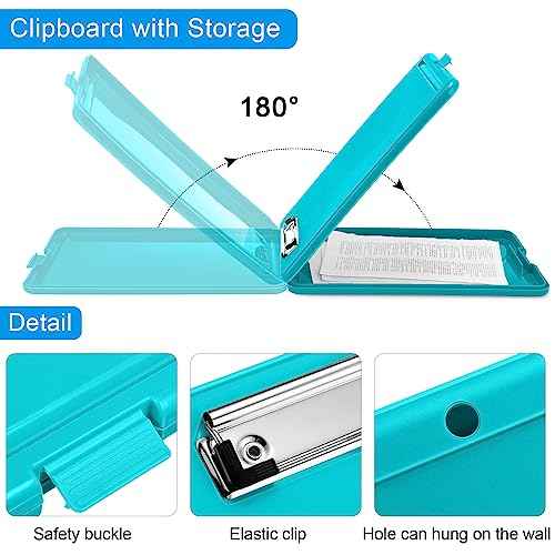 6 Pieces Clipboard with Storage, 9.5 x 13.5 Heavy Duty Plastic Storage Clipboard, Nursing Foldable Clip Board with Compartment and Metal Clip for Nurse Teacher Student Classroom Office (Bright Color)