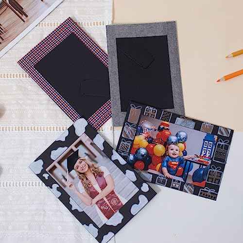 Meonua Paper Picture Frames for 4 x 6 Inch Inserts,Cardboard Photo Frame with Easel,Standing Paper Frames Bulk for DIY,Crafting,Classroom,Wedding,Graduation(200Count,Black)