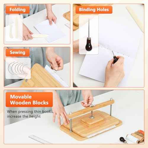 JFNoraiva Book Binding Kits, Bamboo Wood Book Press Suitable for Thin Books, 11 * 7.9 in Bookbinding Press for DIY Bookbinding, Books Repair, Handmade Crafts