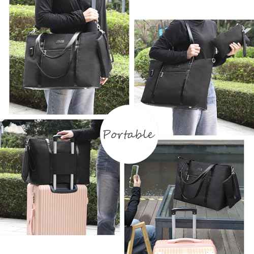 Laptop Tote Bag for Women 17.3 Inch Laptop Bag Large Teacher Tote Bag Waterproof Nylon Work Bag with Wristlet Wallet Computer Tote Bag Handbag Satchel Shoulder Bag (2pcs)
