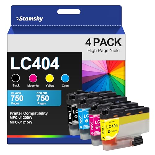 LC404 MFC-J1205W LC404XL Ink Cartridges High Yields Replacement Compatible for Brother LC 404 LC-404 LC404BK to use with Brother MFC-J1205W Ink Cartridges use with MFC-J1215W Printer, 4 Pack-BCMY