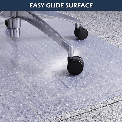 SALLOUS 46" x 60" Chair Mat for Carpet - Clear, Heavy Duty Vinyl with Non-Slip Grip