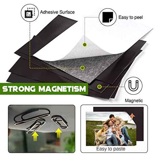 Adhesive Magnet Sheets for 5x7 Pictures(Pack of 60),Magnetic Adhesive Sheets,Photo Magnets for Home/Classroom/Fridge