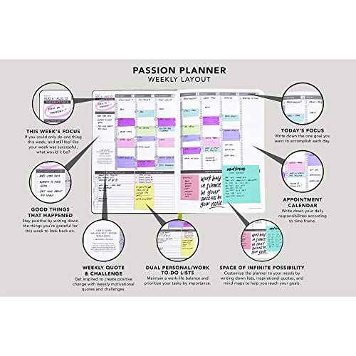 Passion Planner Weekly 2025-2026 Mid-Year Sunday Goal-Oriented Agenda, 52-Week Appointment Calendar, Reflection Journal (Passion Projects Lilac, Small 5.8" x 8.3")