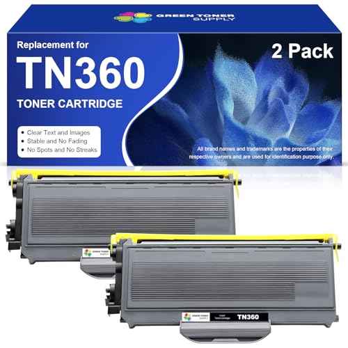 TN360 Compatible Toner Cartridges Replacement for Brother TN-360 TN330 High Yield Toner Cartridge for DCP-7030 DCP-7040 HL-2140 HL-2150N MFC-7320 MFC-7440N MFC-7840W Printer (2 Black)