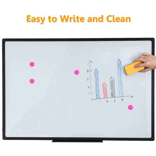 DexBoard Dry Erase Board for Wall, 40" x 28" Presentation Magnetic Whiteboard with Pen Tray, Wall-Mounted White Board for School, Office and Home, Black Aluminum Frame