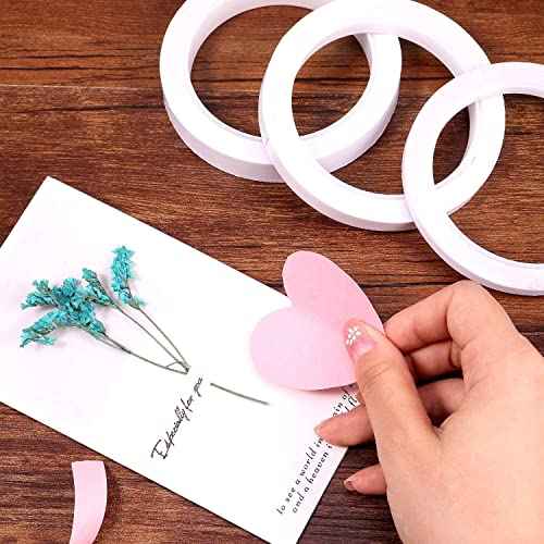 Thin Double Sided Tape for Craft,Card Making,Gift,Scrapbooking and Office School Stationery Supplies,Tear-by-Hand, Paper Backing (4Rolls,1/2 Inch x 32 Yards Per Roll)