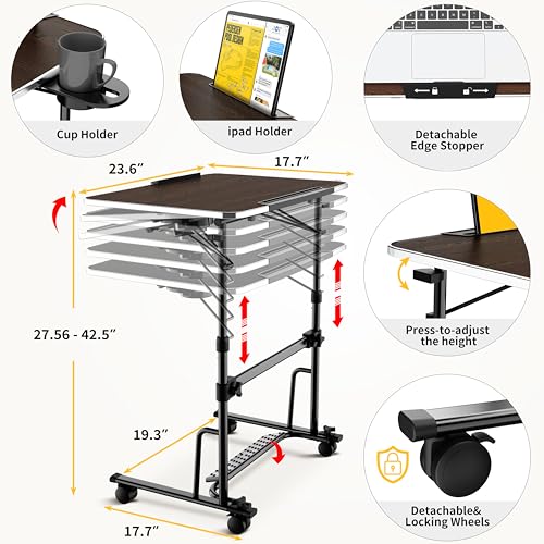 Black FoldWise Portable Standing & Rolling Desk - Adjustable, Foldable, Space-Saving