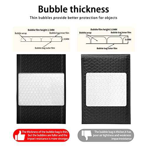 Bubble Mailers, 4x7 Inch Padded Bubble Mailers Pack of 100 Bubble Envelopes Opaque Self Seal Adhesive Waterproof Bags for Shipping and Packaging (Black, 4x7-100Pc)