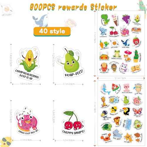 800PCS Fun Stickers for Kids, Positive Stickers for Kids Classroom, Classroom Prizes Elementary, Removable Teacher Stickers for Grading and Rewards