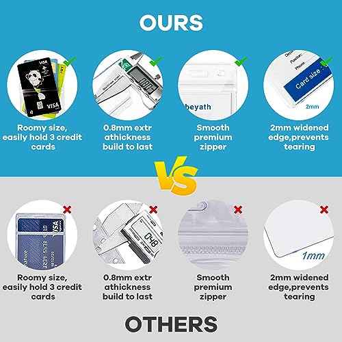 10 Pack Extra Thick ID Card Name Badge Holder Heavy Duty Waterproof Clear Plastic PVC Vertical Sleeve Pocket Resealable