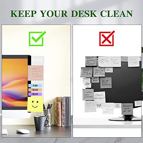 HQIOA Monitor Board 2pcs Transparent Acrylic Sticky Note Holders for Computer Monitor Side Panel - Office Desk Accessories for Home & Work