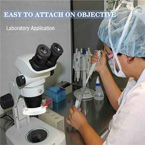 Light Microscope Led Ring Illuminator,Adjustable 144 LED Ring Light Illuminator for Stereo Microscope (White)