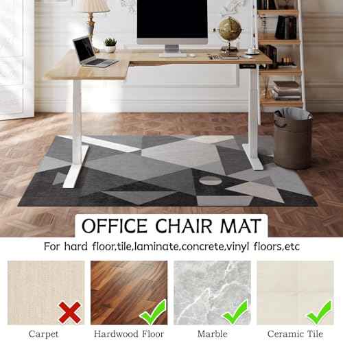 Office Chair Mat for Hardwood & Tile Floor 36"x48",Modern Boho Modern Computer Chair Mat for Rolling Chairs Carpet,Geometric Under Desk Non Slip Gaming Rug, Low-Pile Rubber Backing Large Protector Mat