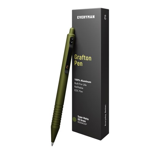 Everyman Grafton Super Matte Full Click Refillable Ballpoint Pen – OD Green | Durable EDC Writing Tool with Deep Grip | Smooth 0.7mm Ink Flow for Daily Use, Notes, Journaling, and Office Essentials
