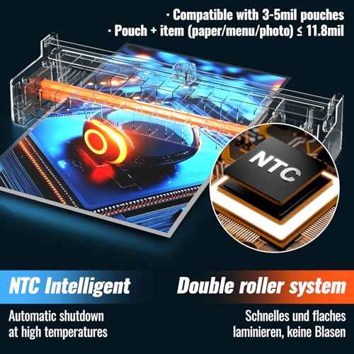 13in Laminator Machine with Paper Trimmer + 50pcs Sheets + Corner Rounder, Dual Hot/Cold Mode | Anti-Jam Technology | 90s Fast Preheat for A3/A4/A5/A6 Home Office School Use