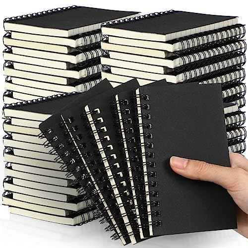 Jutom 54 Pcs Small Spiral Notebooks Memo Pads 3x5 Bulk Small Pocket Notebooks Mini Notepads with Lined Pages Mini Journals for Office Back to School Work Writing Supplies, 120 Pages (Black)