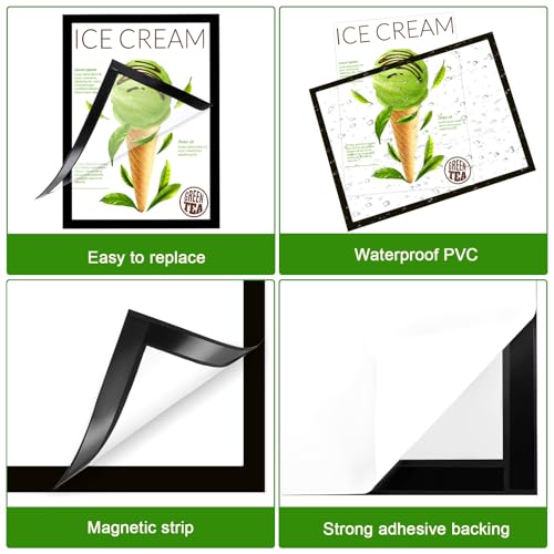 32 Pieces 8 x 11.5 Inch Magnetic Sign Holder Magnetic Display Frame Self Adhesive Display Frame Magnetic Double Sided Picture Frames A4 Notice Window Sign Holder for Refrigerator Office Door Glass