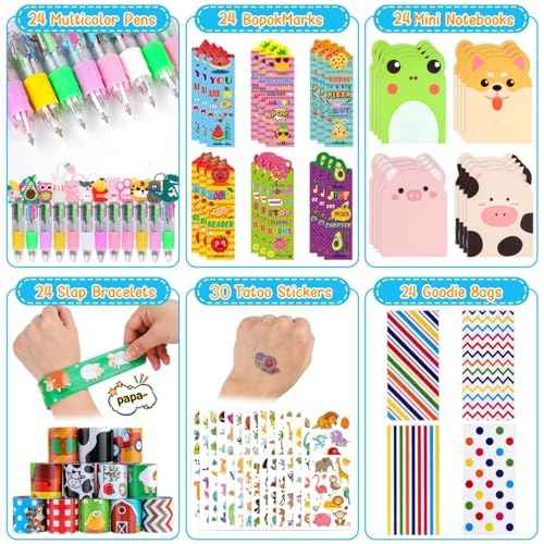 Stationery Party Pack, 24 Pack Birthday Goodie Bags with Multicolor Pen Mini Notebooks for Goodie Bag Classroom Gifts Class Rewards Prizes