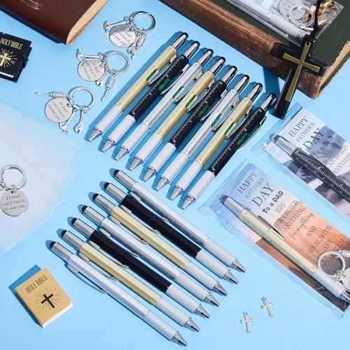 24 Set Father's Day Gift Includes Multitool 6-in-1 Pens Dad Keychains and Blessing Cards with Opp Bags for Father's Day Husband Birthday Party Gift