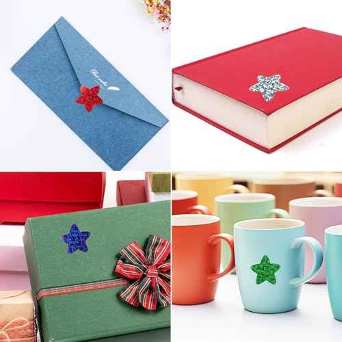 500 Pcs Star Smiley Stickers for Rewarding Student Behaviour, 8 Colour Glitter Star Stickers for Teachers, Student Behaviour Sheets, Handbooks, Greeting Card Decorations (1 Pack)