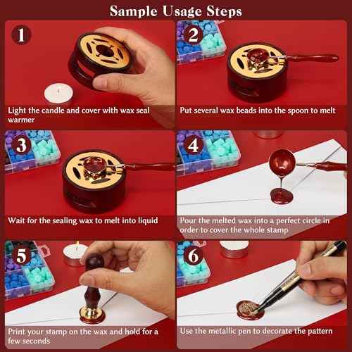 TRINIDa Wax Seal Kit, Premium Wax Seal Stamp Kit with 24 Colors 624 Pcs Beads, Metallic Pens, Warmer, Spoon and Tea Candles for Wedding Invitation, Letter Envelope, Gift Cards & DIY Crafts
