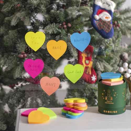 (12 Pads) Heart Sticky Notes 3x3 Inches,Cute Bright Colors Self-Stick Pads, Easy to Stick for Home, Notebook, 72 Sheets/pad