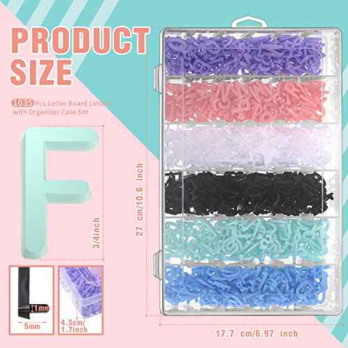 Yexiya 1035 Pcs Board Letters with Organizer Case Set Include 3/4'' Multicolor Plastic Pre Cut Characters Cursive for Felt Message Board Letters Numbers Symbols